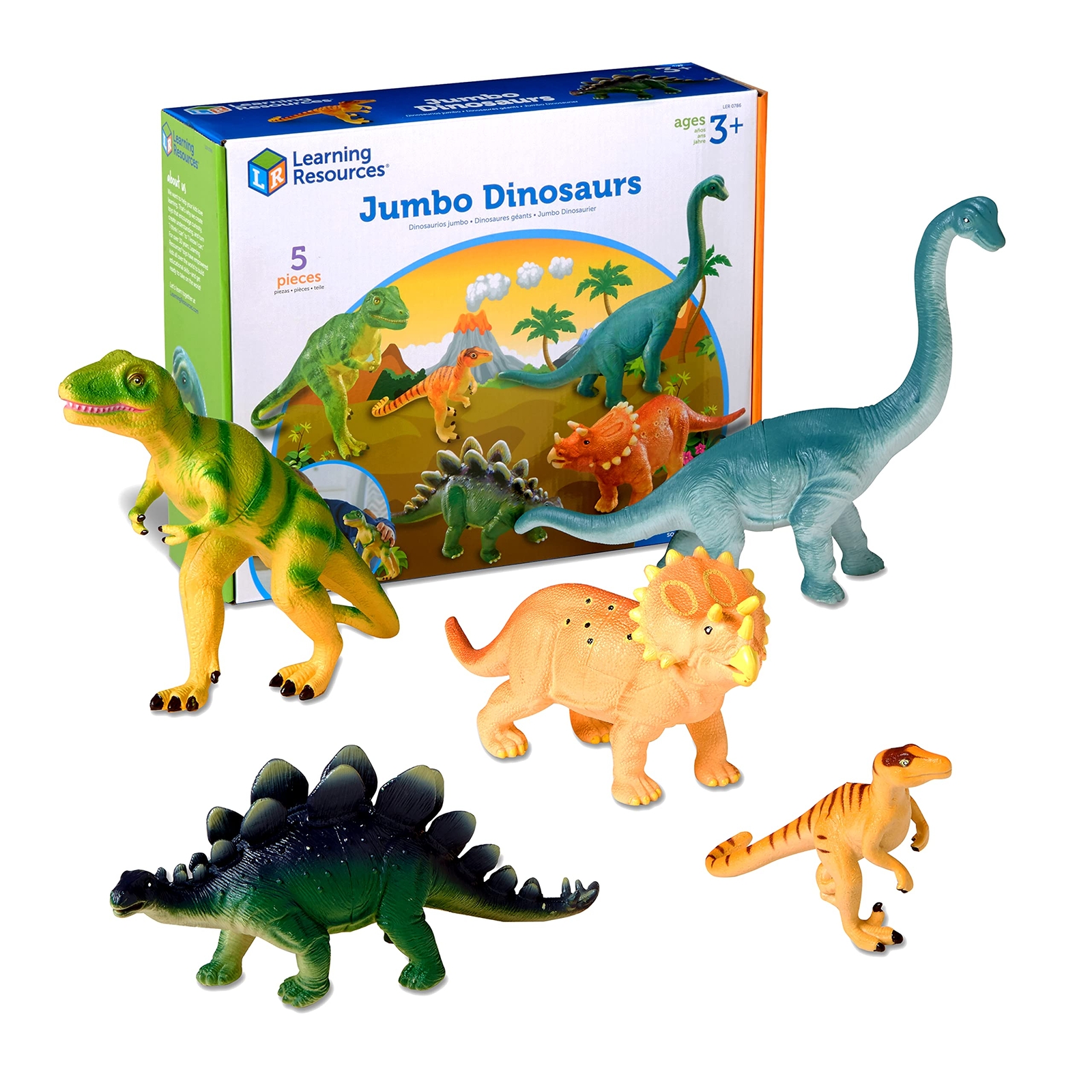 Jumbo Dinosaur Toys Set 5 Realistic Multi Color Dinosaurs for Kids Learning Fun