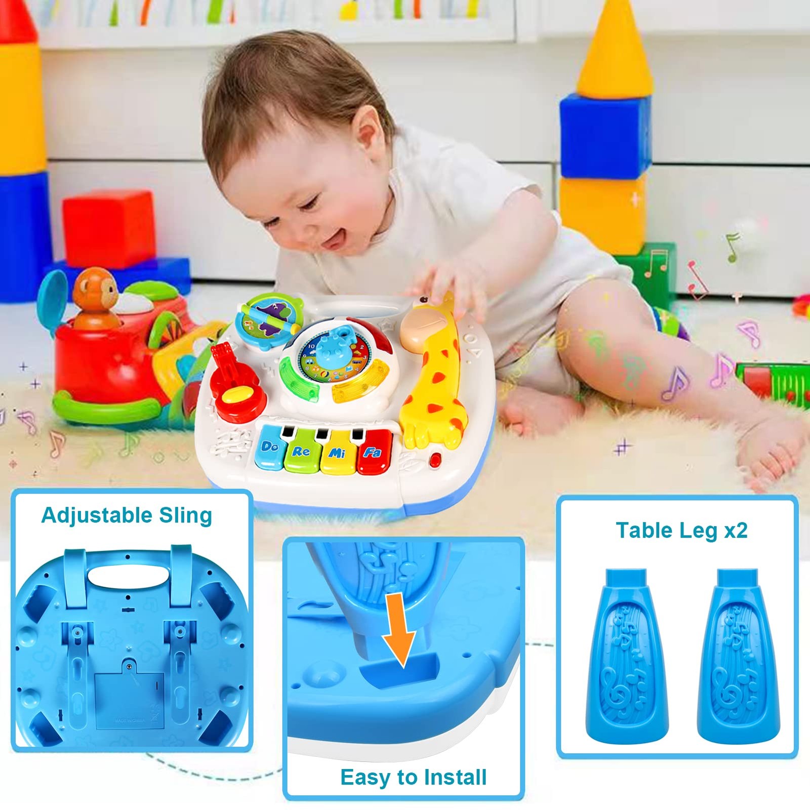 Baby Toys 6-12 Months, Musical Learning Table Toys for 1 2 3 Year Old Boys Gi…