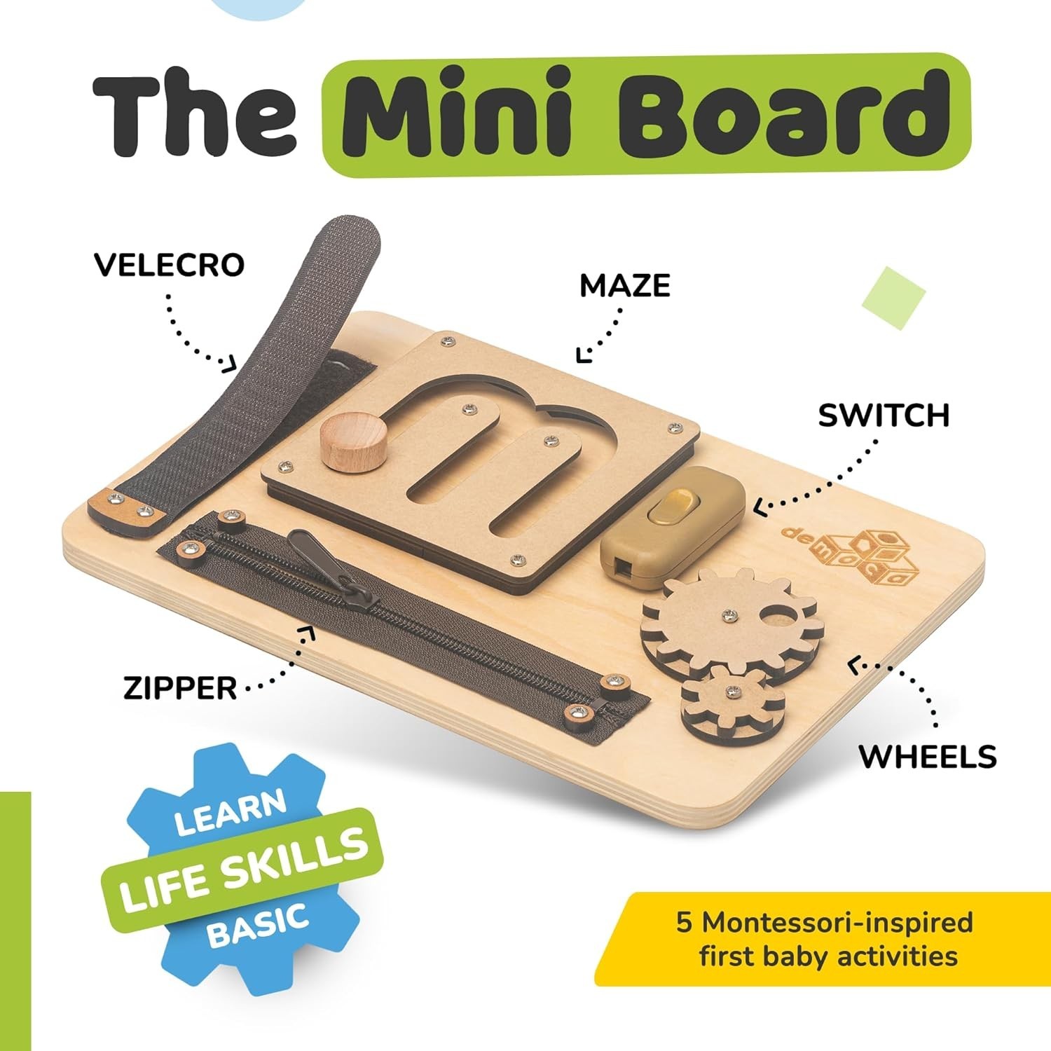 Toddler Busy Board for 1 Old, Travel Baby Wooden Montessori Busy Board for T…