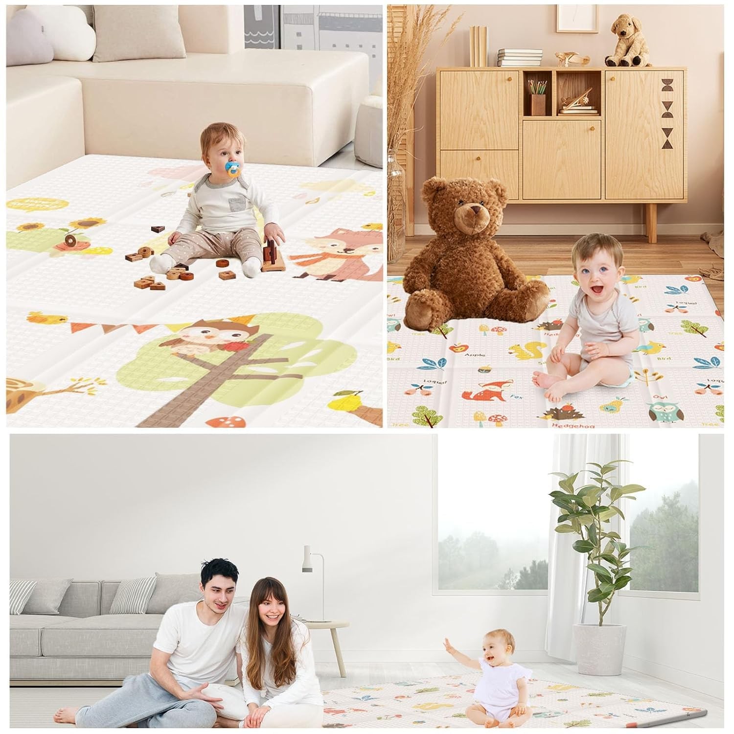 XVISHX Baby Play Mat, 50 x 50 Inch Mat Perfect for 50*50*0.4 In, Beige