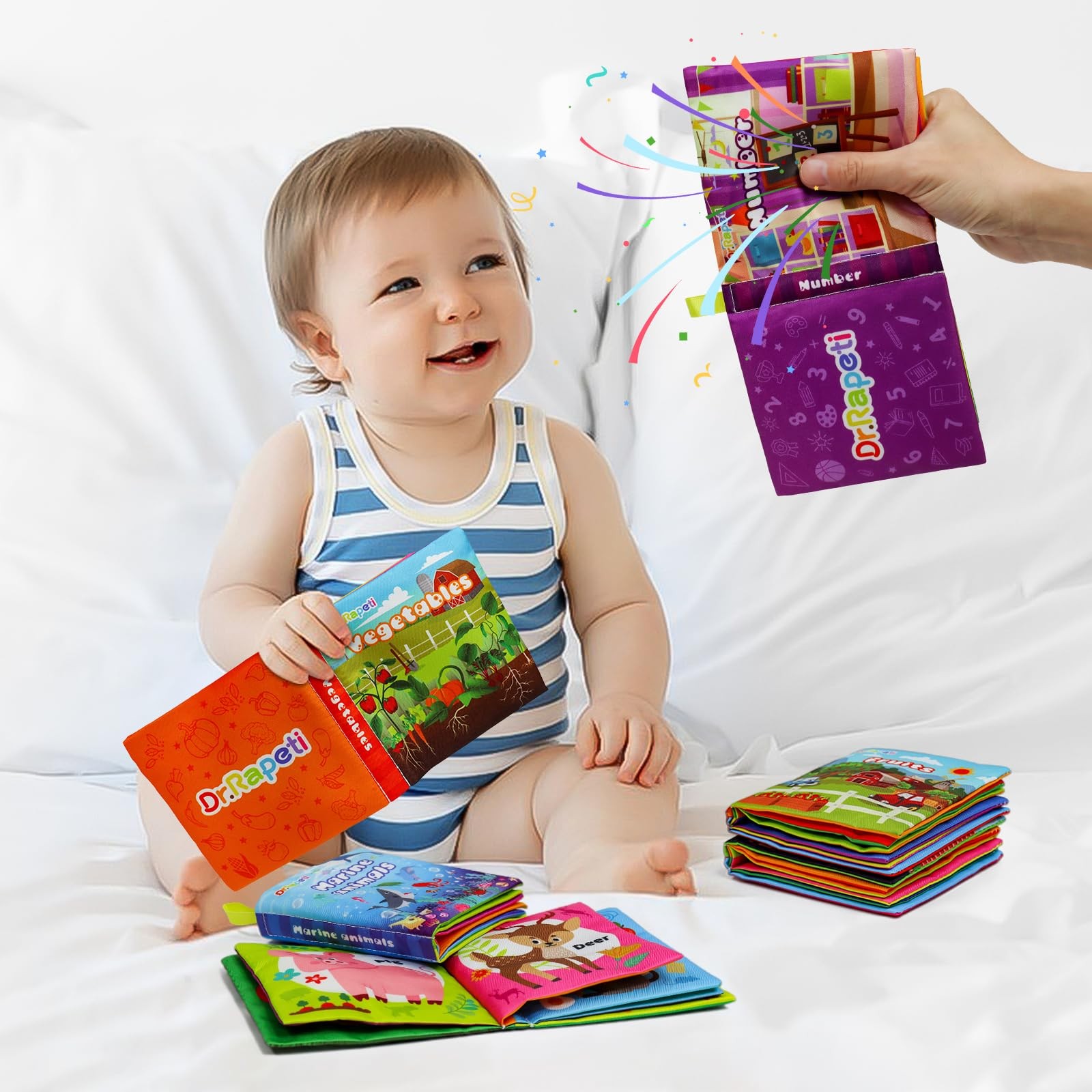 Dr.Rapeti Soft Cloth Books Baby Bath 6-Pack for Small, Colorful 2