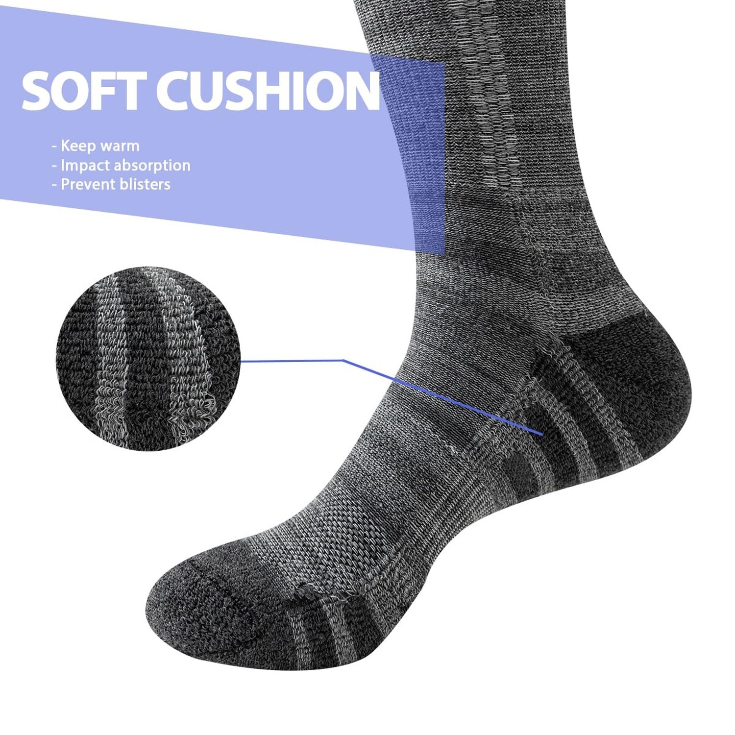 JOYNÉE 8 Pairs Mens Crew Athletic Work Long Socks Calf Cushioned Socks for