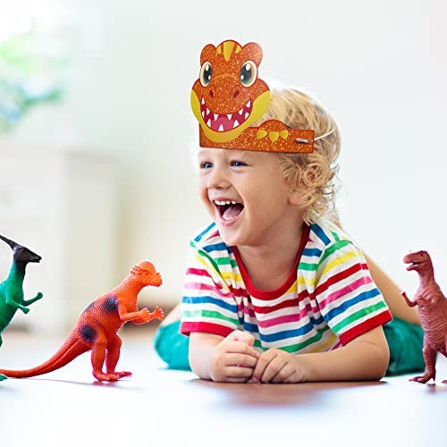 Leinuosen 32 Packs Dinosaur Party Hats for Kids Paper Headbands Dinosaur for