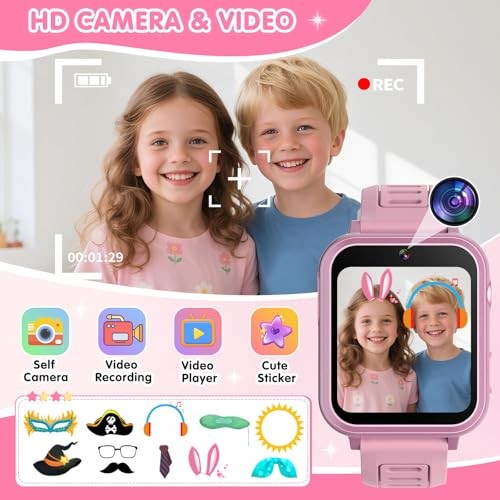 Smart Watch for Kids with 39 Games Touchscreen Camera Video, Music Player, Pink