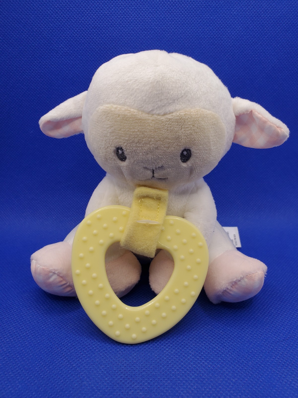 Magic Years Lamb Pacifier Holder Lovey Plush Toy White Sheep 5″ Yellow Heart