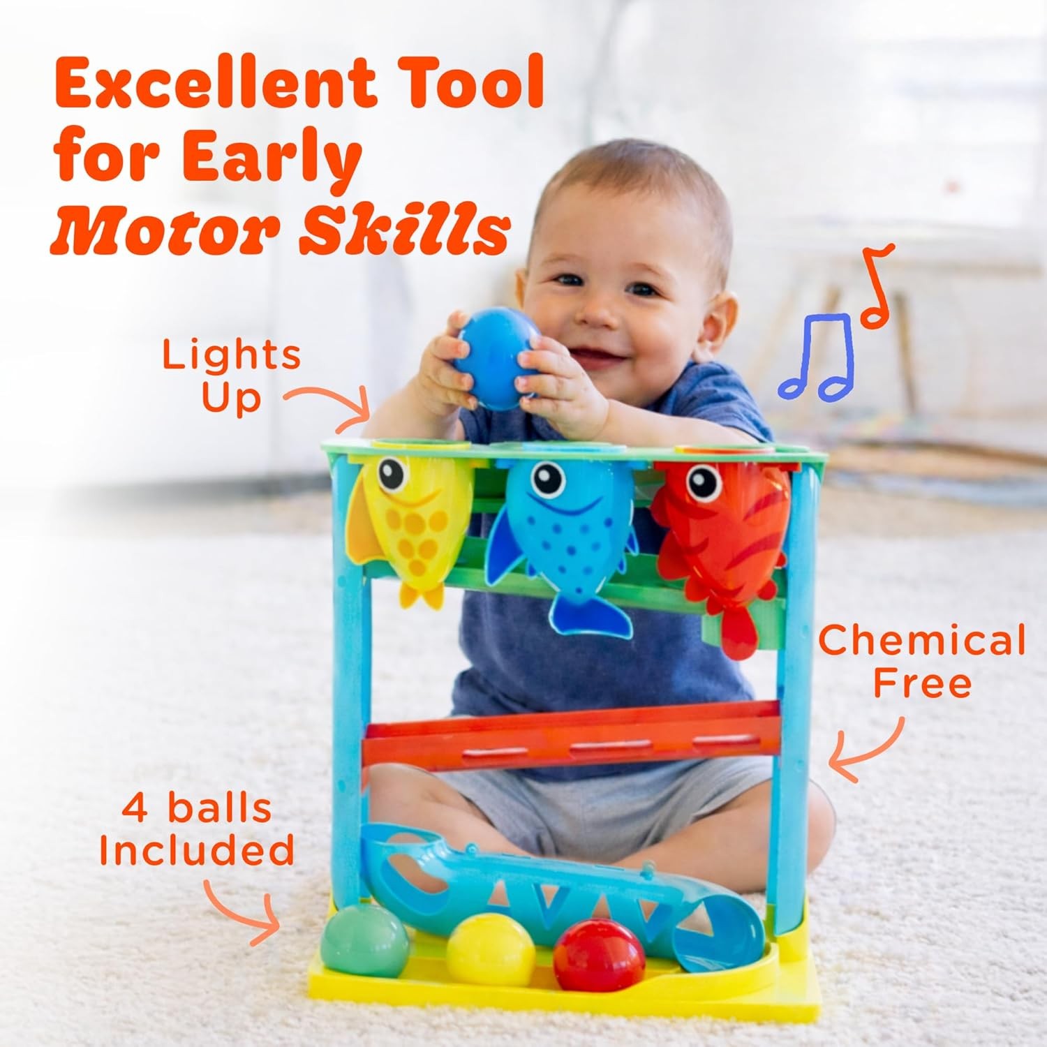 Feed the Fish Musical Toy for Baby Toddler Ball Drop Game