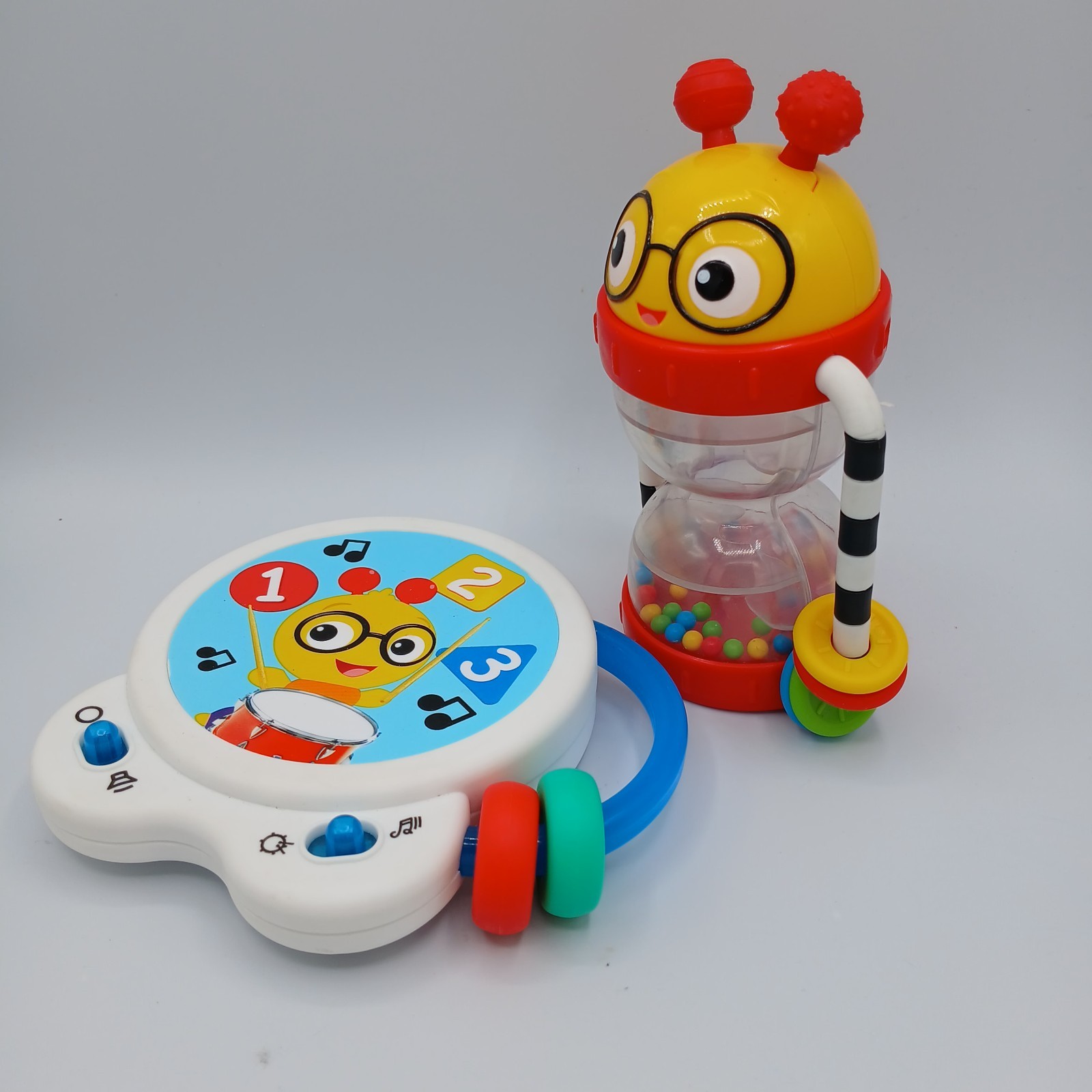 Baby Einstein Cal’s Sensory Shake-Up Rattle & Tiny Tempo Musical Drum Lot Infant