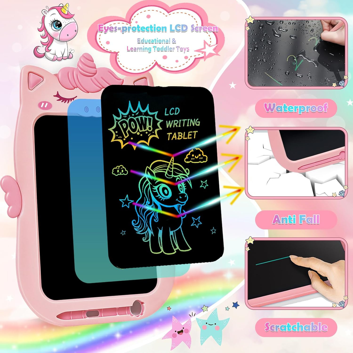 10 Inch Kids Drawing Writing Tablet Doodle Board Toddler Girls Toy Age 1-6