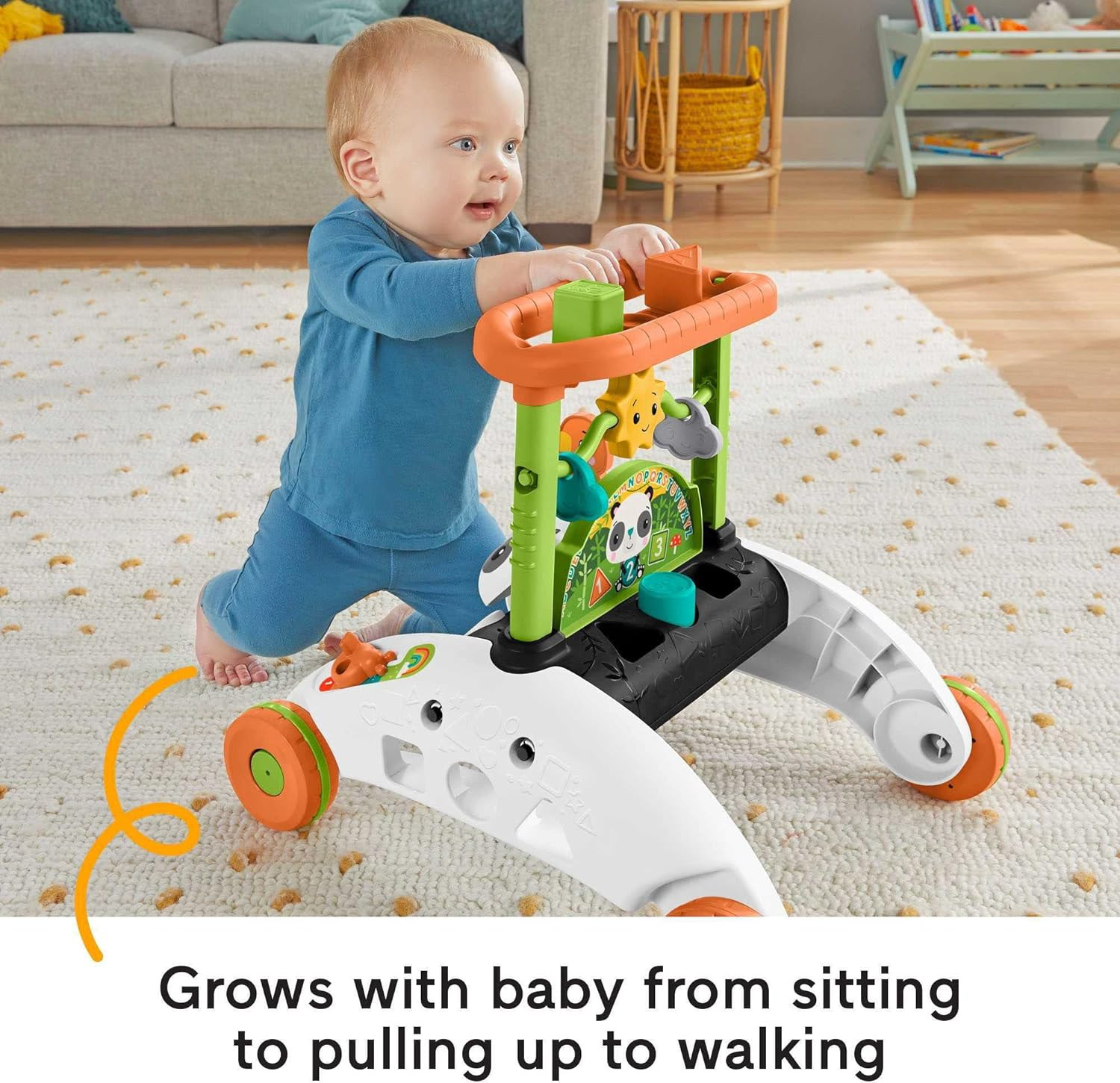 Fisher-Price Baby Push Toy 2-Sided Steady Speed Panda Walker Musical Learning Ac