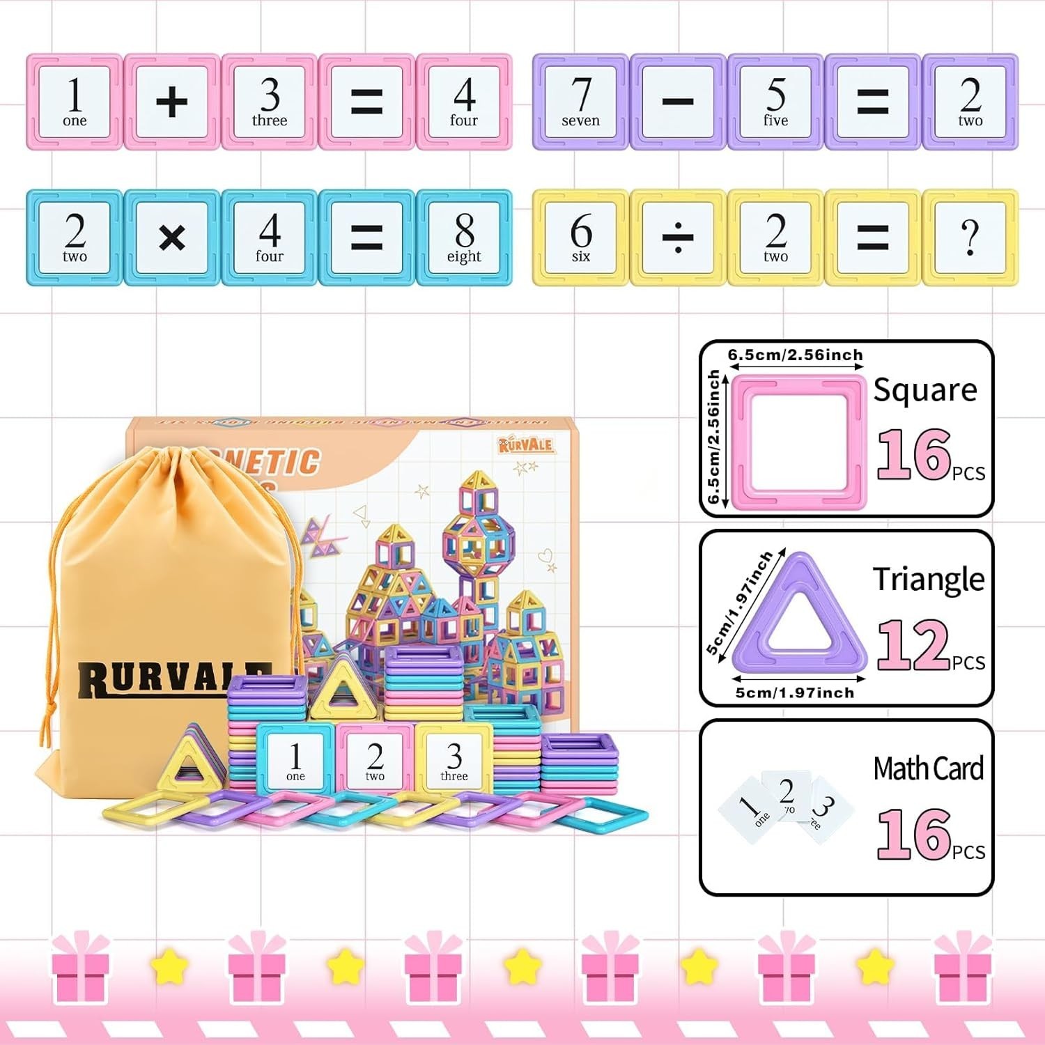 Toddler Girl Toys, Magnetic Tiles 44pcs, Birthday Gifts Ideas for Girls Age 3…