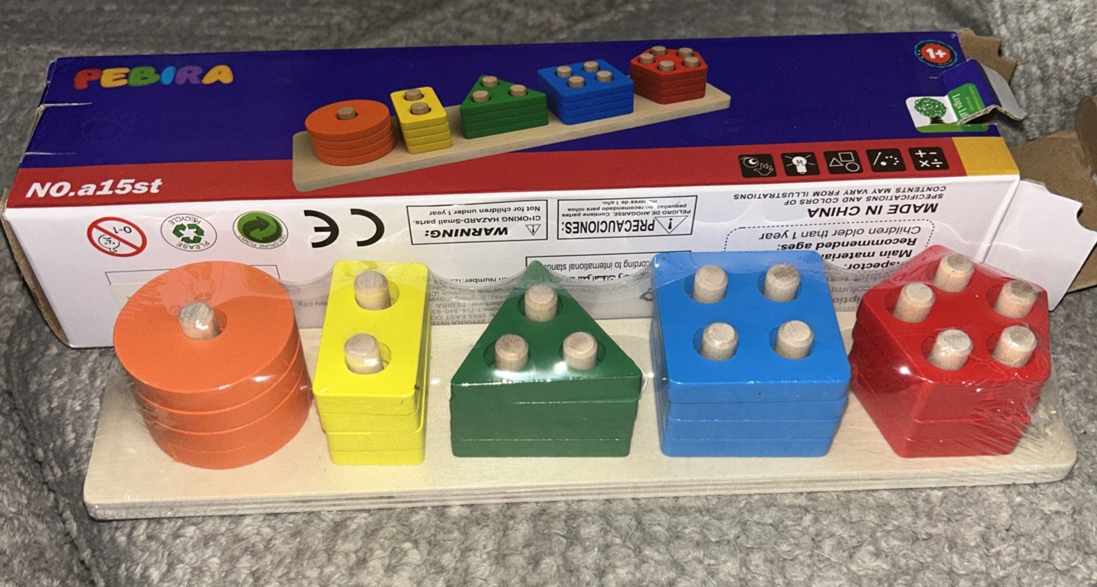 Montessori Wooden Sorting & Stacking Toy – Educational Puzzle for Toddlers 1-3,