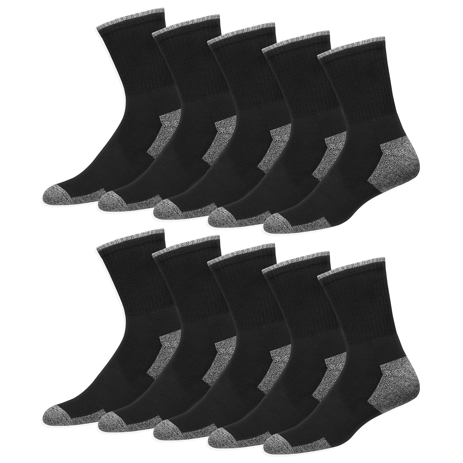 SOXCO Men’s Crew Socks 10-Pack Cushion Reinforced Durable Socks, Pack of 10 P…
