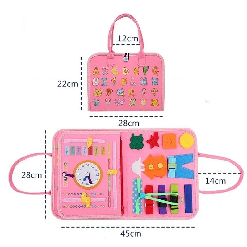 Montessori Felt Busy Board Quiet Book Sensory Activity Toy for Kids Travel