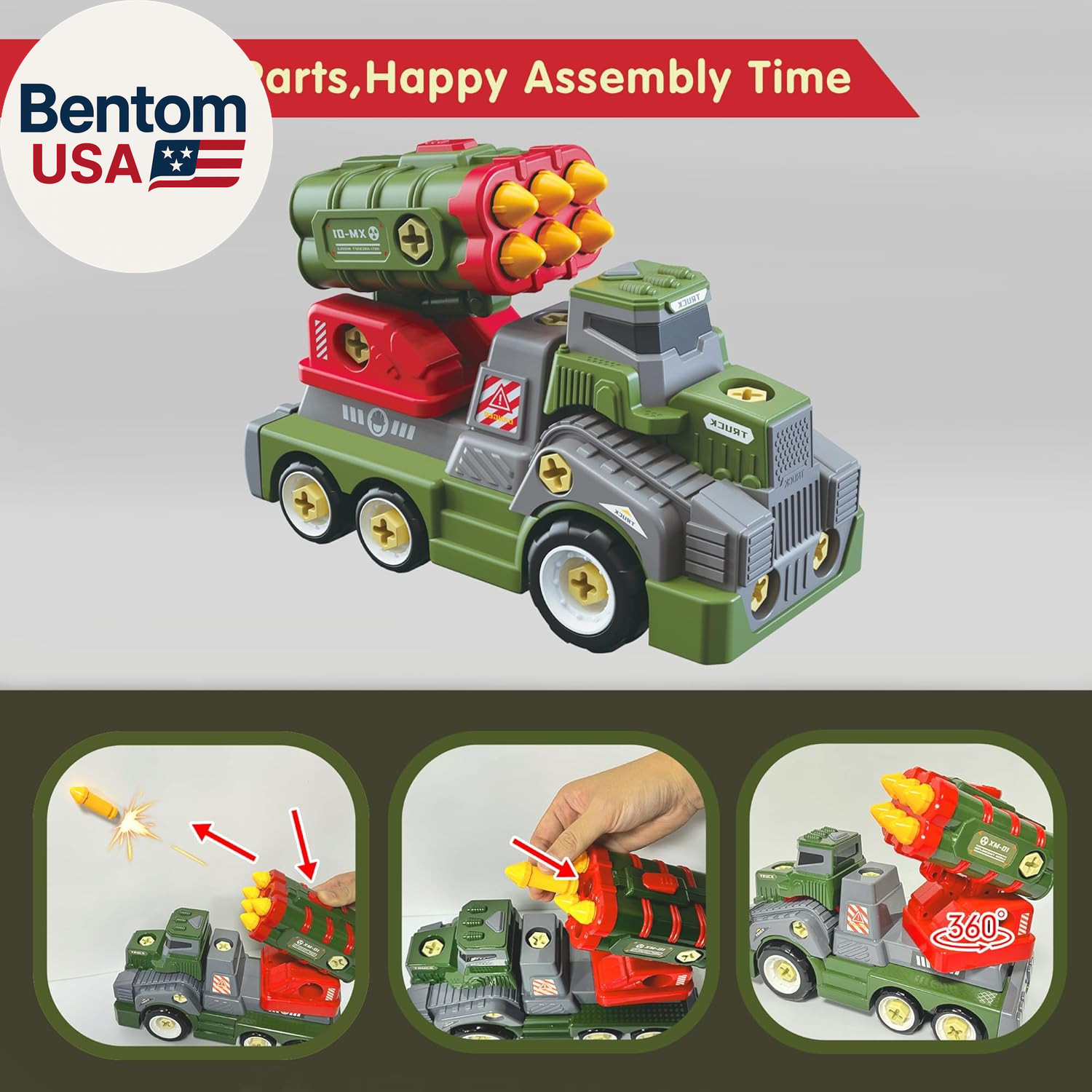 11Inches Large Take Apart Army Toys for Boys Girls Kids 3-5 6-8 Year Old Missile