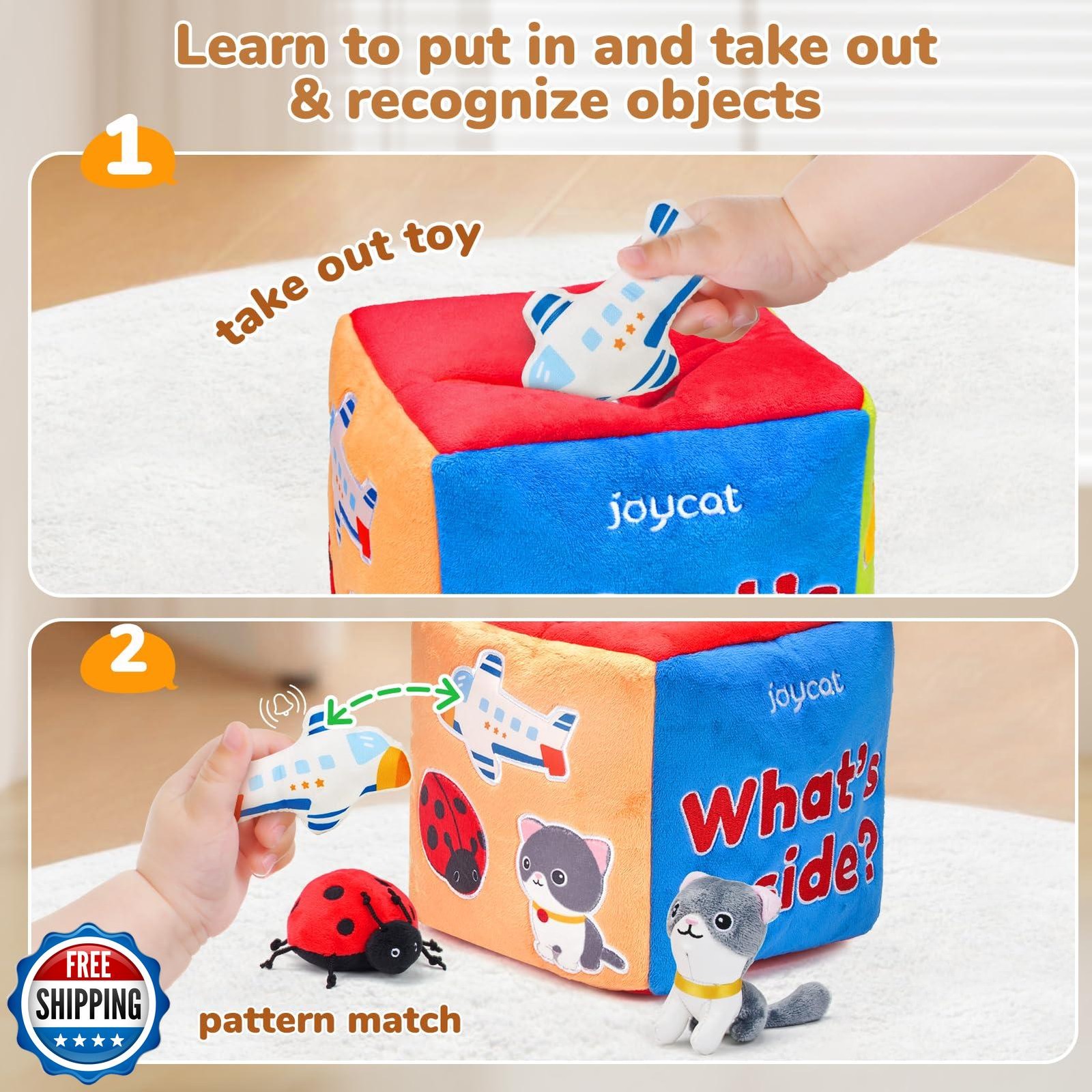 JoyCat Baby Toys 6-12 Months – Mystery Soft Box with 10 Sensory O