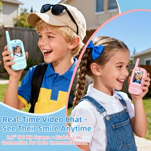 Video Walkie Talkies for Kids 2 Pack – Rechargeable Kids Walkie Blue+Pink