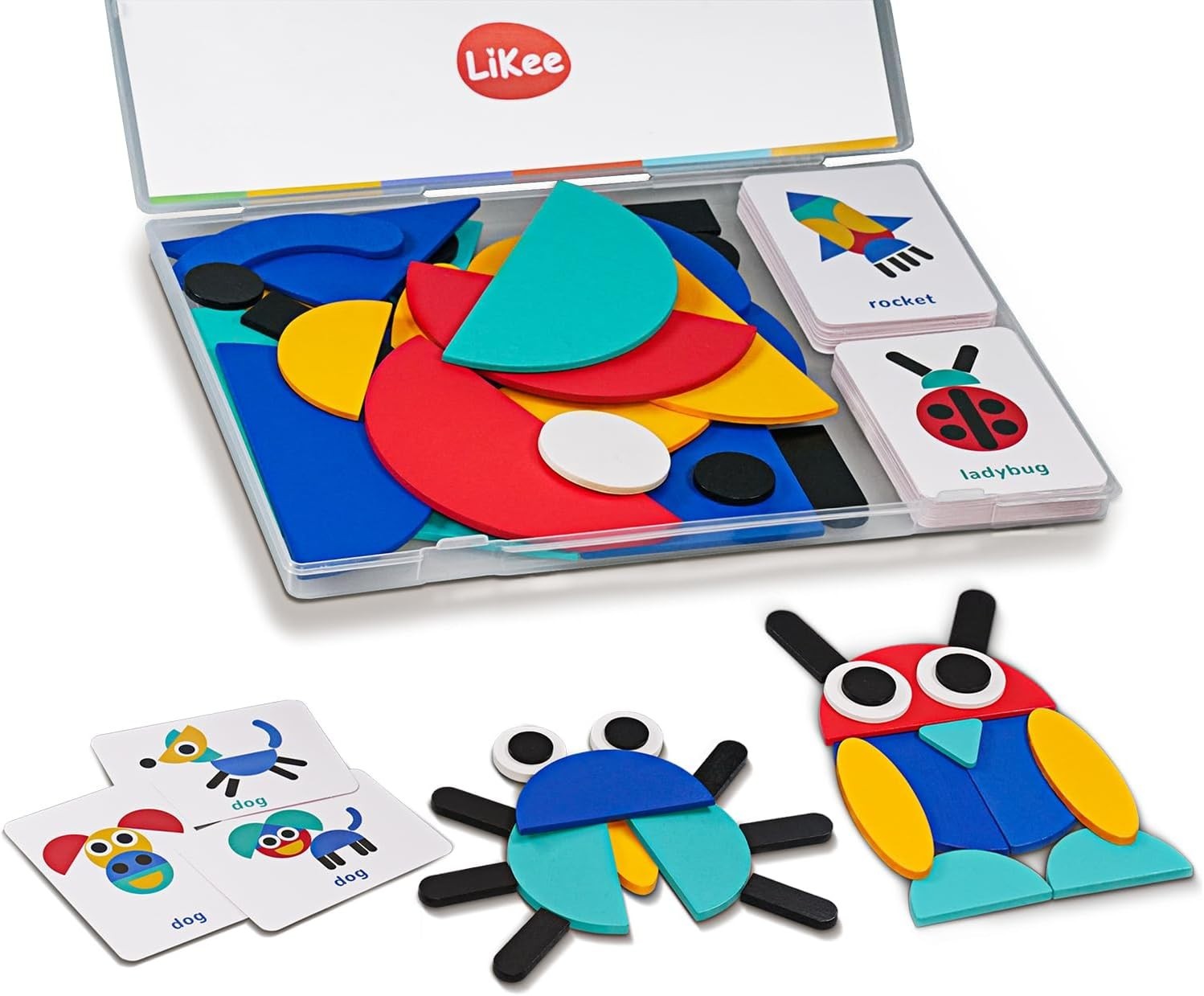 Educational Open-Ended Wooden Shape Blocks & Cards for Children 3-8 Yrs