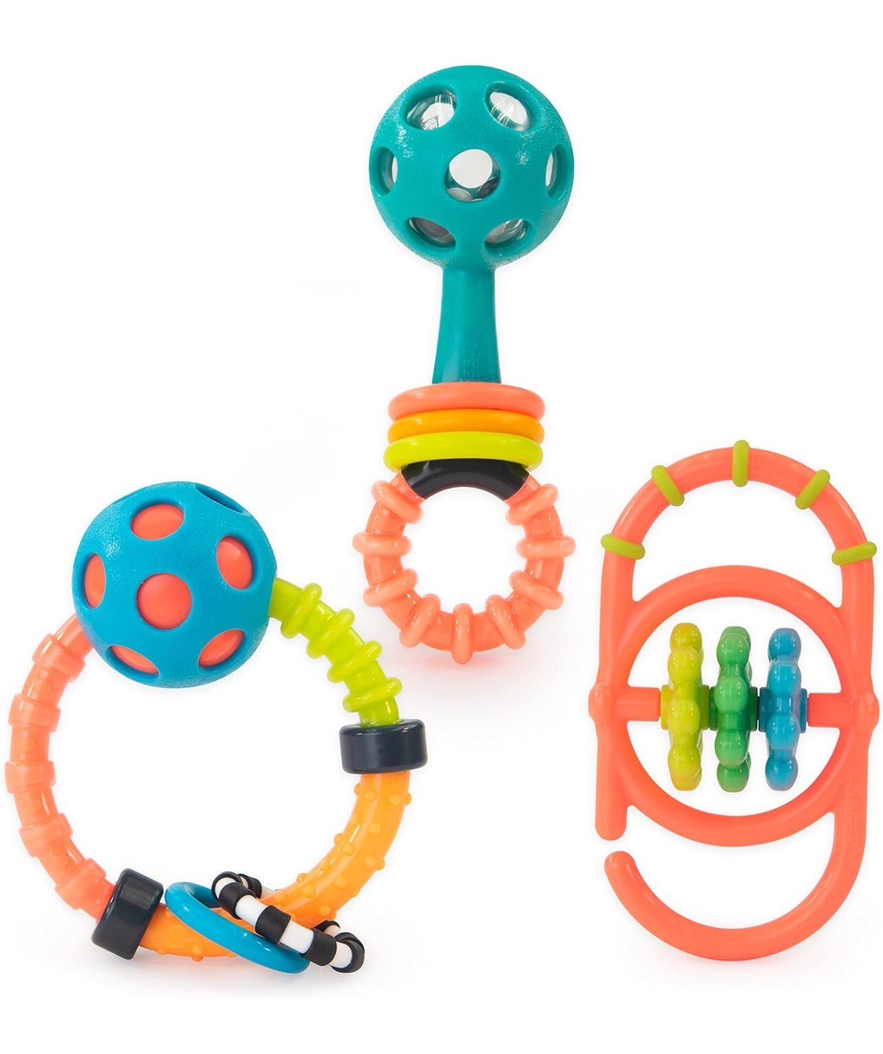 New SASSY My First Rattle Newborn Gift Set 3 Soft Flexible Teether Baby Toys 0+