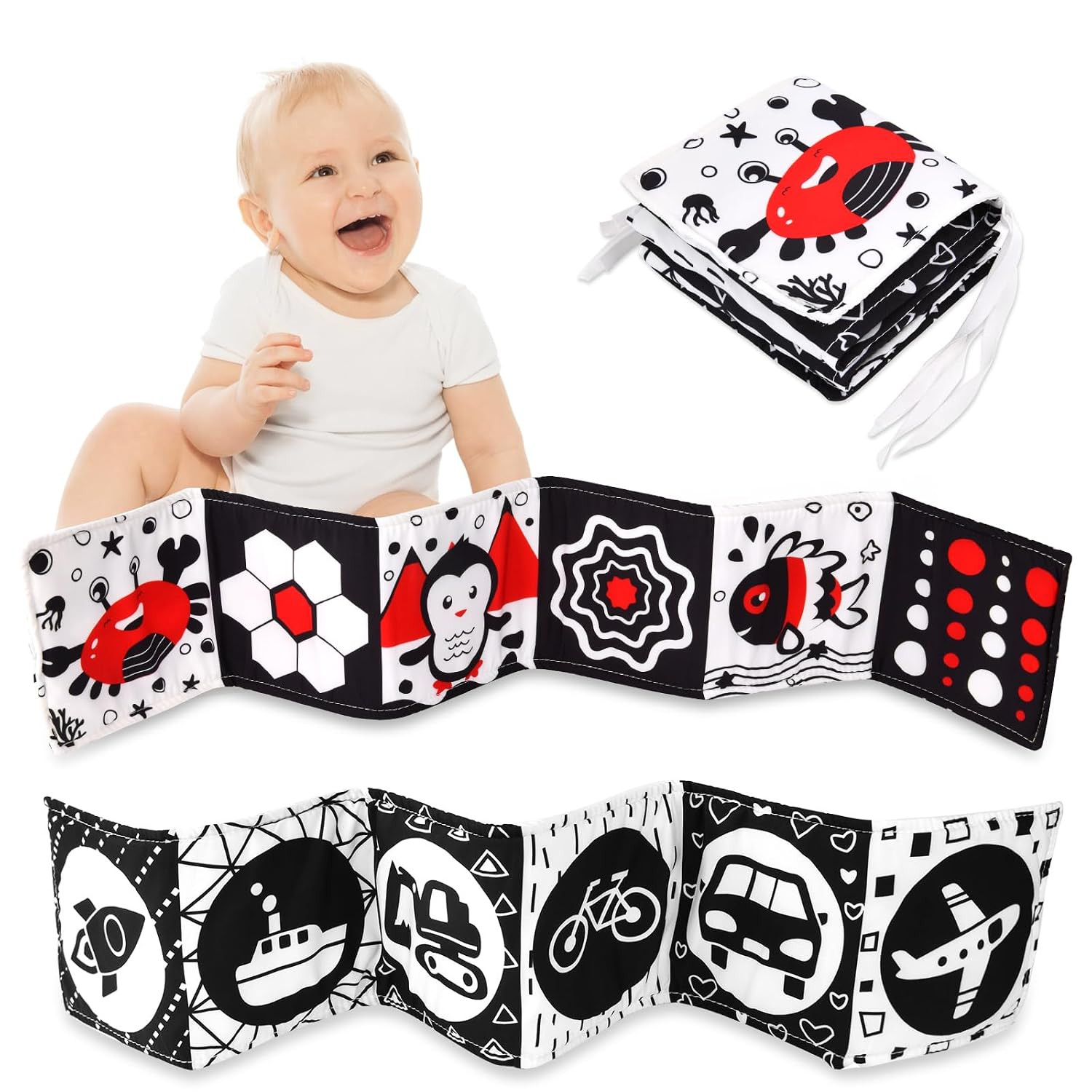 High Contrast Baby Book, Black & White Sensory Toy for Newborns 0-6 Months