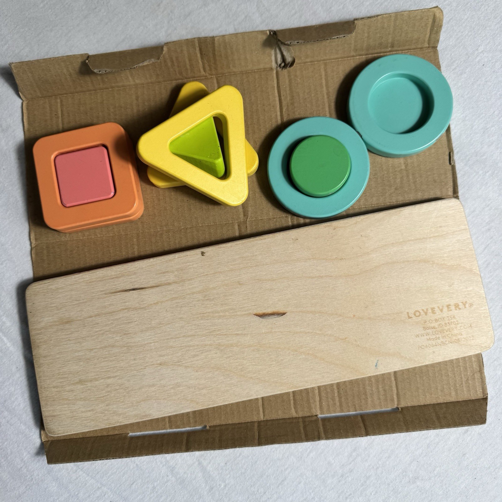 Lovevery Wooden Montessori Shape Puzzle Stacker Toddler 18-24 Months Toy