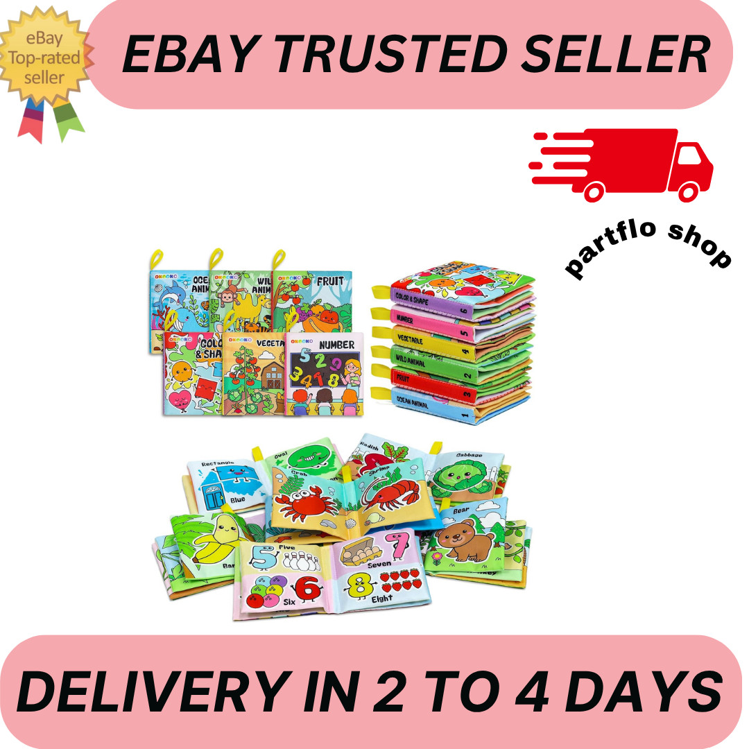 Soft Baby Books 6PCS, Soft Cloth Books, Bath Books, Crinkle Washable, for Kids
