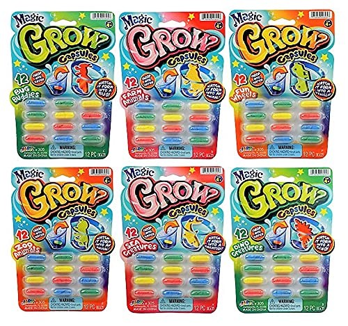 Ja-Ru Magic Grow Capsules, (3 Packs Assorted). Water 3 Packs, Assorted Colors