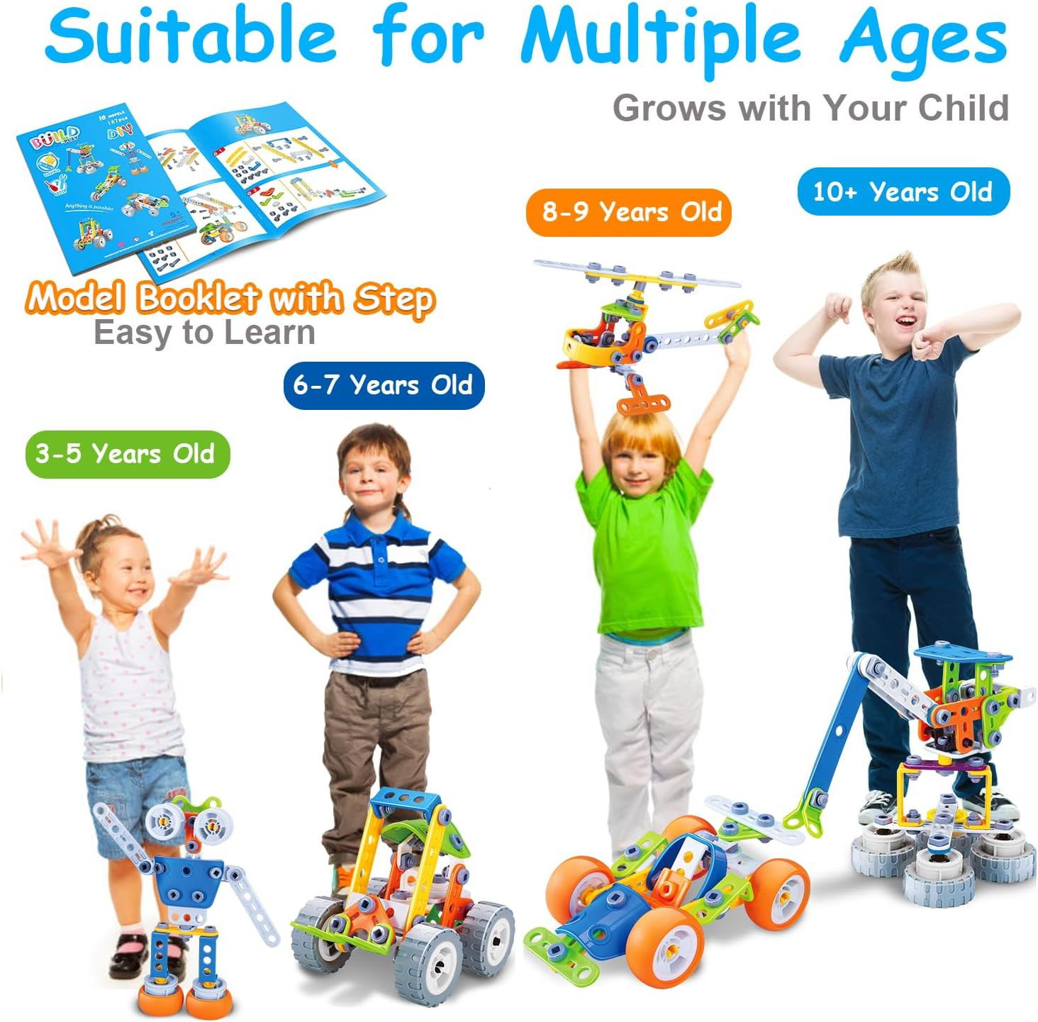 10 in 1 STEM Toys for 4 5 6 7 8+ Year Old Boy Girl Birthday Gifts Building Toys