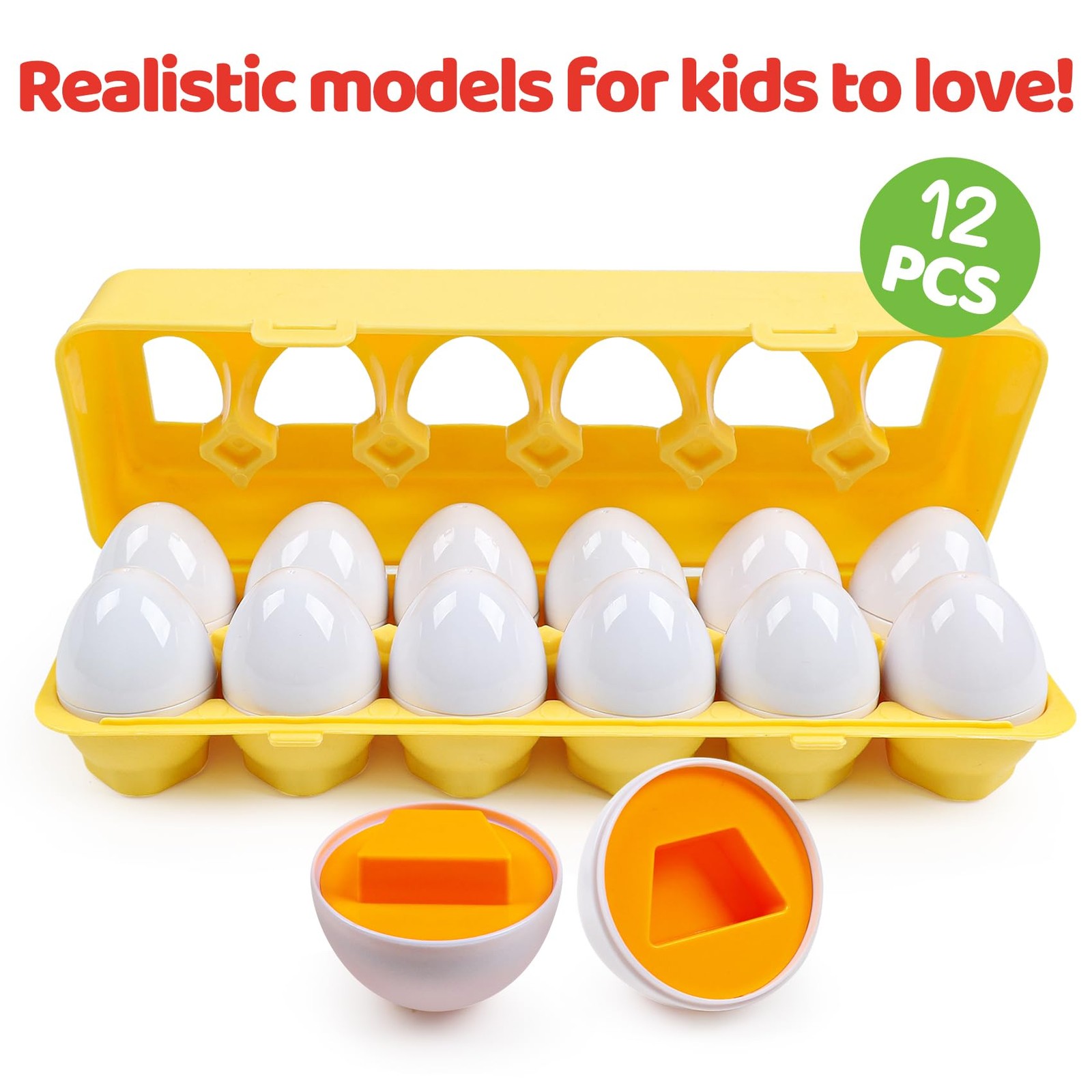 Egg Toys for Toddlers 1-3,Montessori Geometric Eggs Early Fine Motor Skills L…
