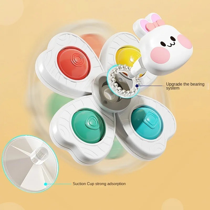 Baby Bath Suction Spinner Toys 3PCS Montessori Sensory Rotating Toy for Toddlers