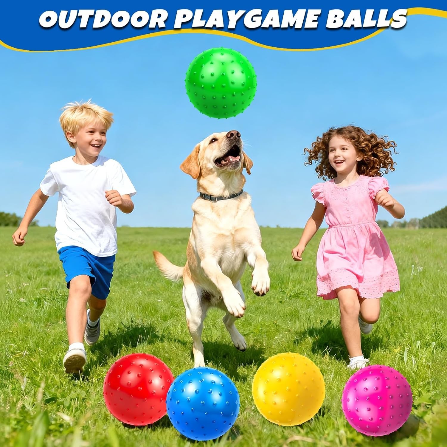 20Pcs Bouncy Balls for Kids Toddlers, 9 Inch Sensory Balls Spiky Massage Stre…