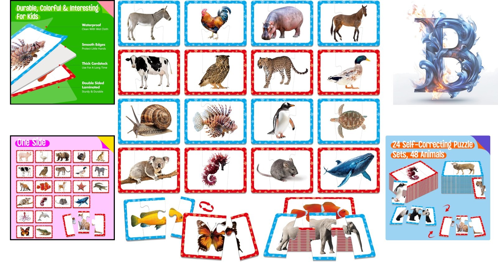 Vibrant 48 Animal Matching Puzzles for Toddlers – Learn & Play Educational Game