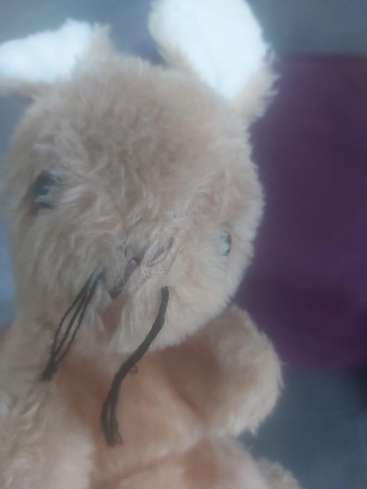 vintage style beige bunny rabbit plush stuffed animal soft cuddly toy white ears