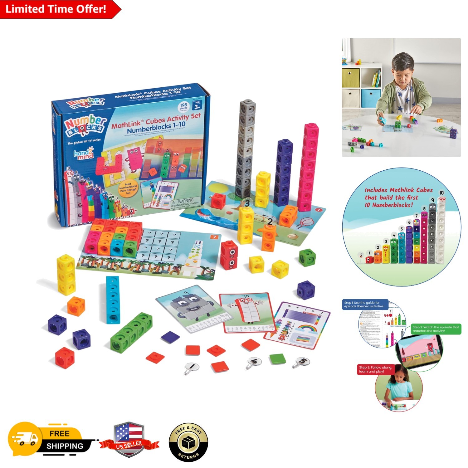 MathLink Numberblocks 1-10 Activity Set: 100 Cubes & 30 Fun Learning Activities