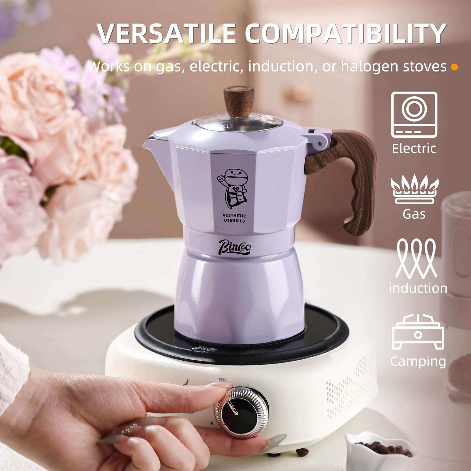 Bincoo Espresso Maker Stovetop – 2 Cup/120ML Small Stove Top Espresso Italian…