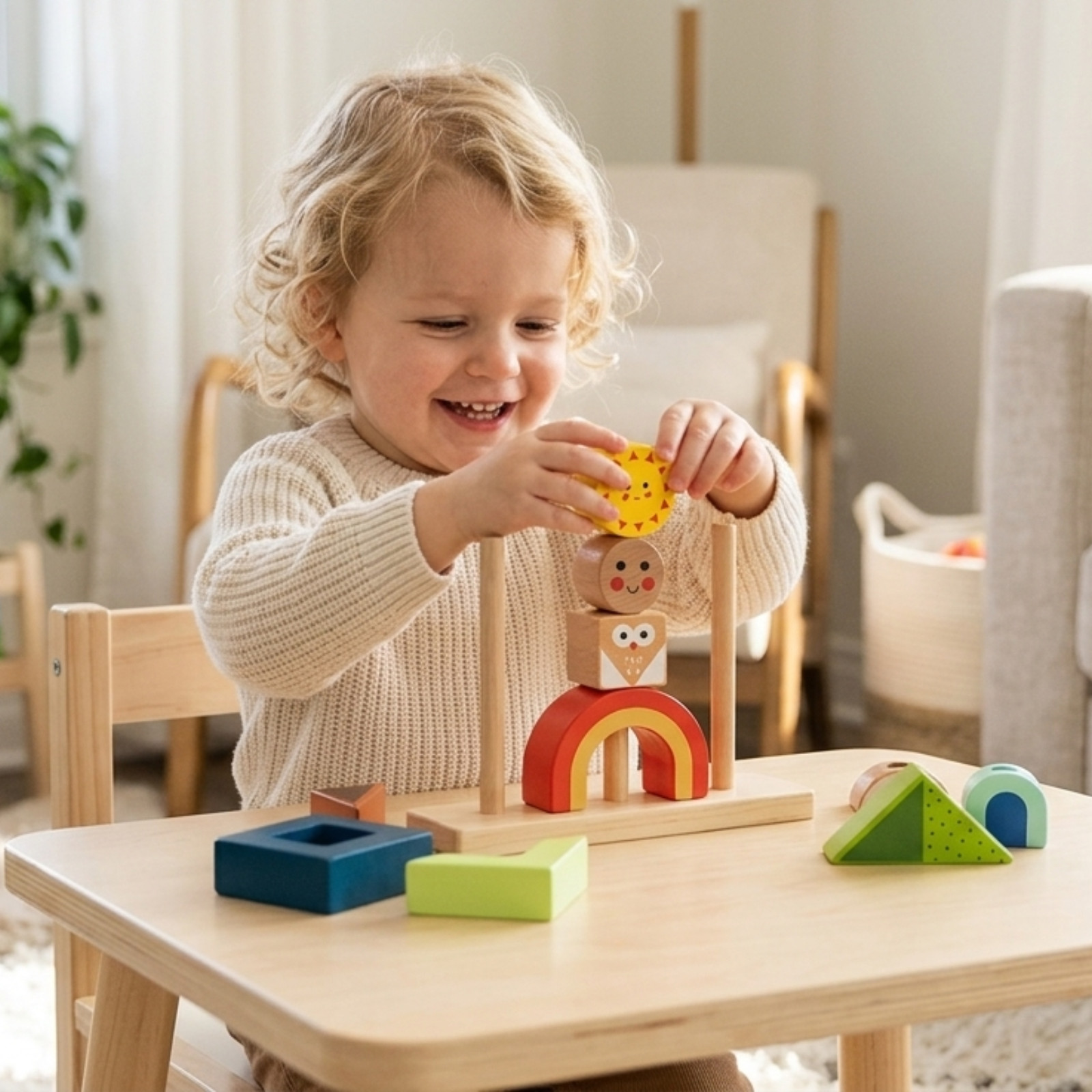 Wooden Montessori Toy Set Fishing Game Dinosaur Puzzle Stacking Toy