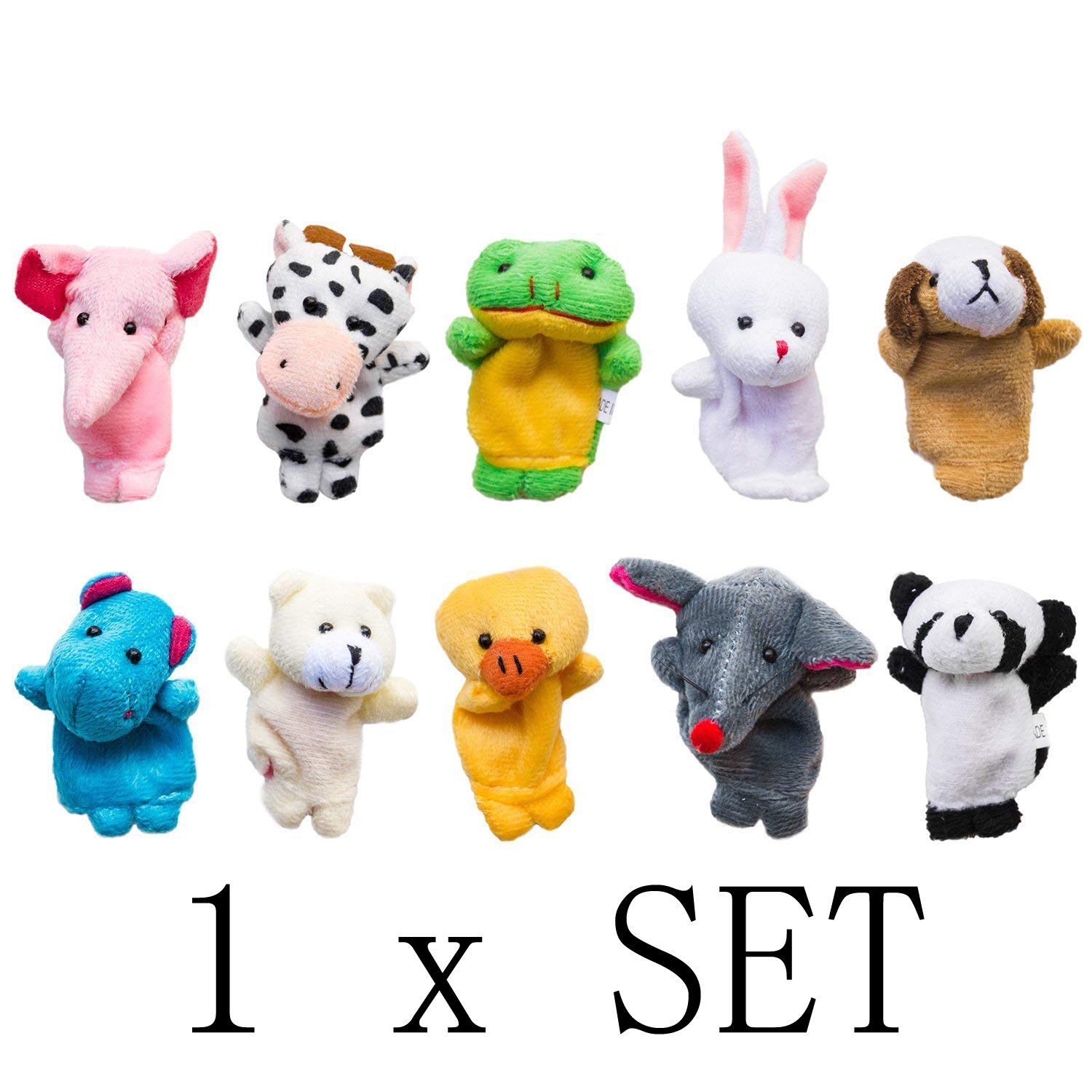 Velvet Cartoon Family Finger Puppets Cloth Doll Baby Educational Hand Animal Toy