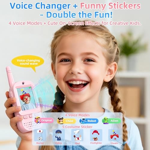 Video Walkie Talkies for Kids 2 Pack – Rechargeable Kids Walkie Blue+Pink