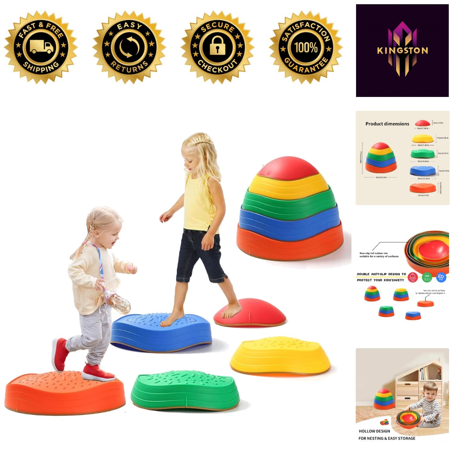 Toddler Stepping Stones – Non-Toxic Multi-Color Balance Toys for Ages 3-8
