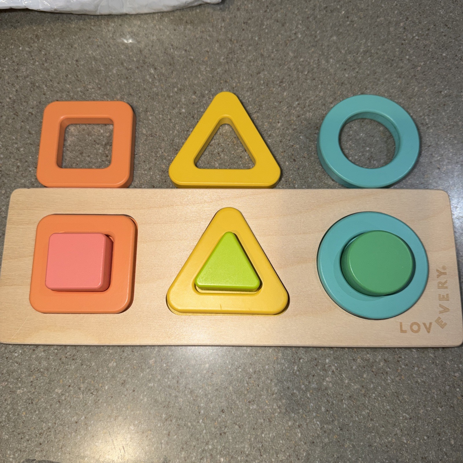 Lovevery Wooden Montessori Shape Puzzle Stacker Toddler 18-24 Months Toy