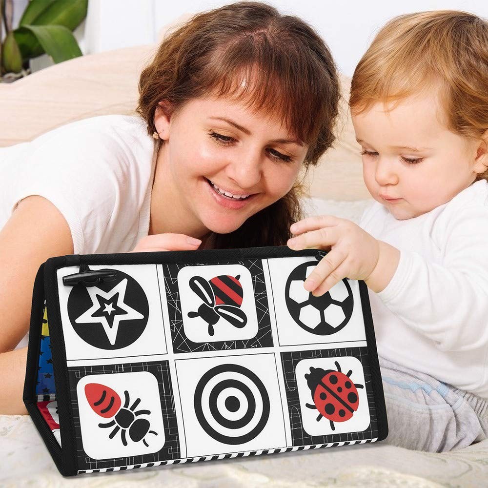 teytoy Tummy Time Baby Mirror Toys with Teethers, Double Black Medium,