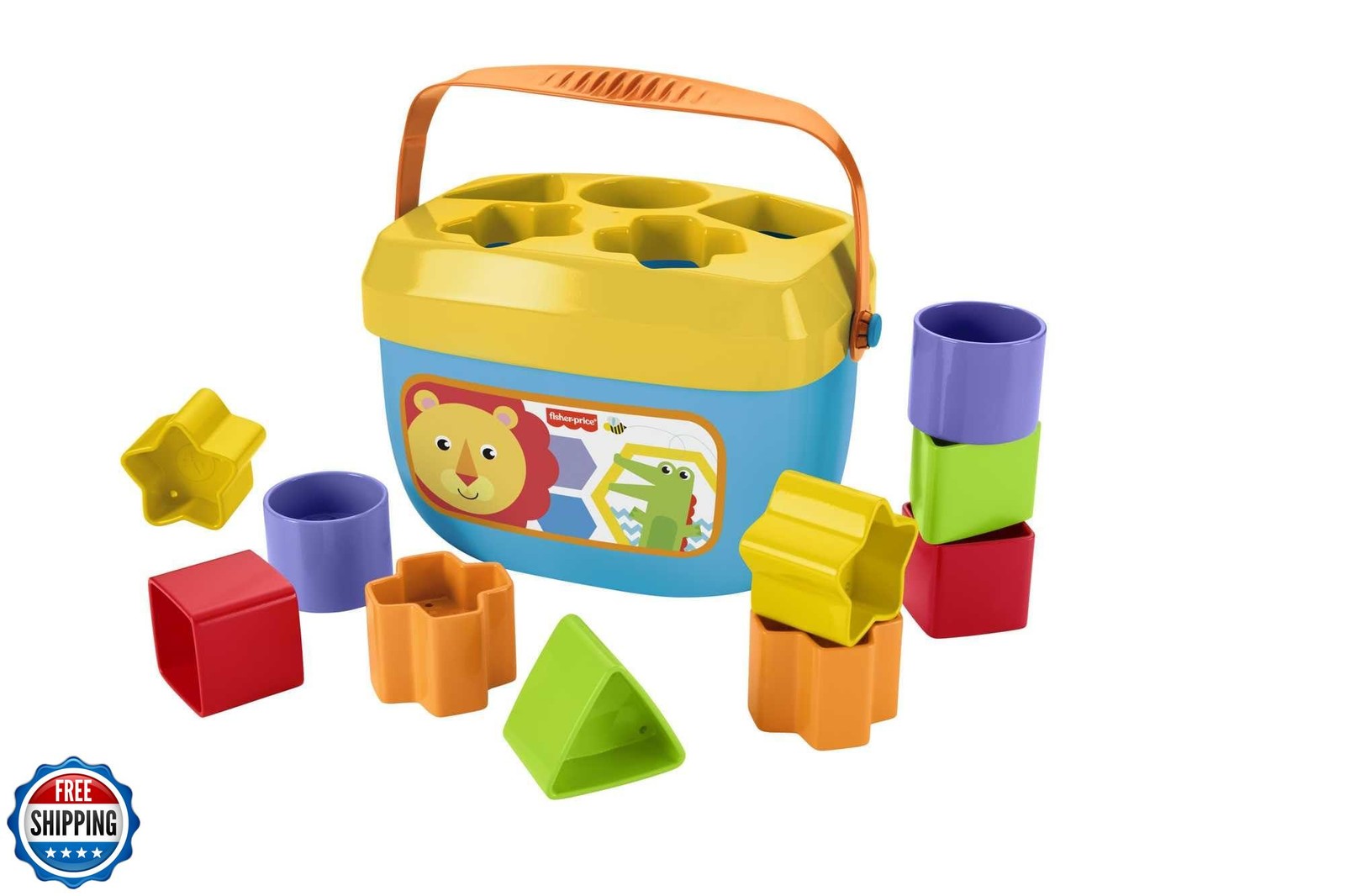 Fisher-Price Stacking Toy Baby’s First Blocks Set of 10 Shapes for Sorting Pl