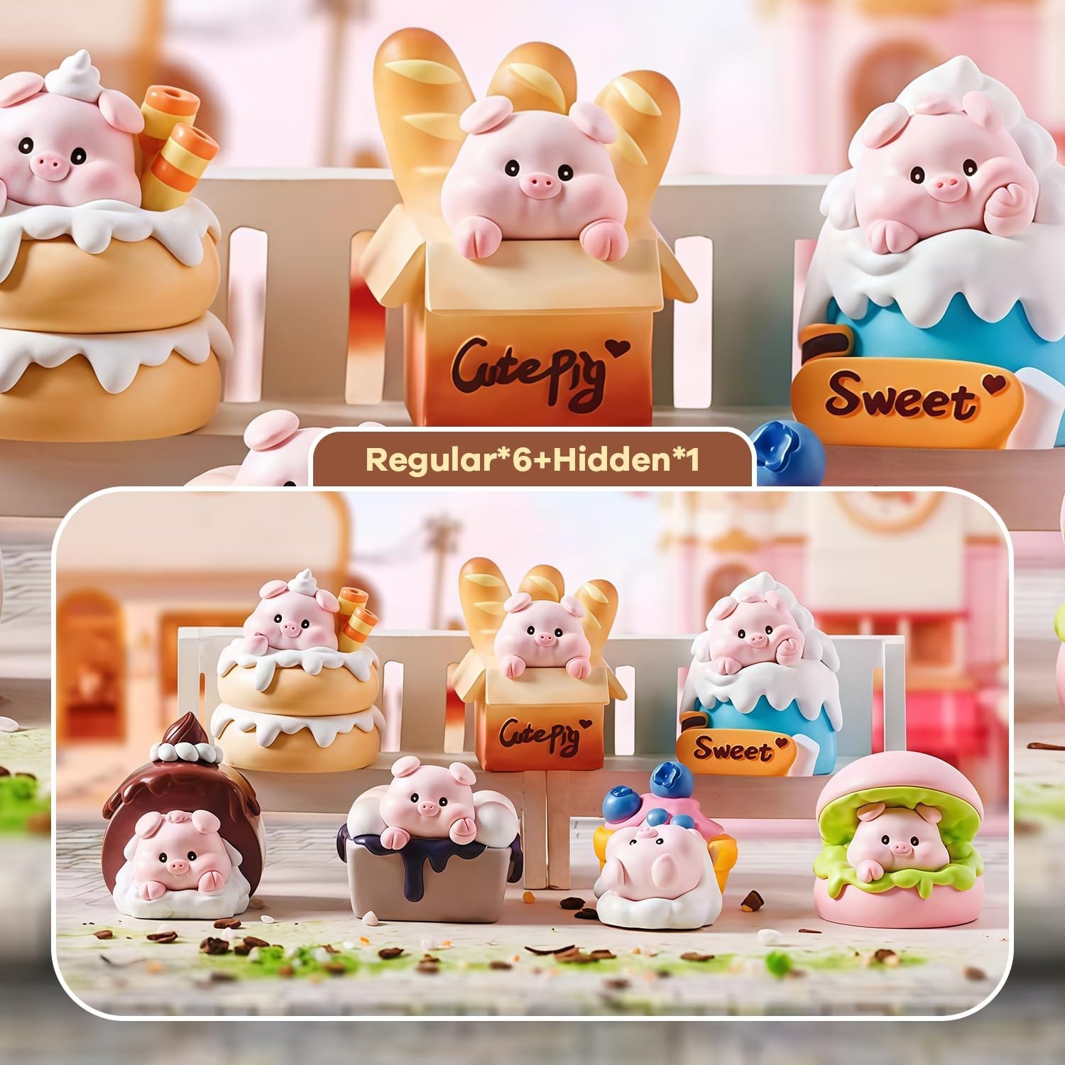 Pig Dessert House Series Blind Box Figures, Random Design Action Figures Coll…