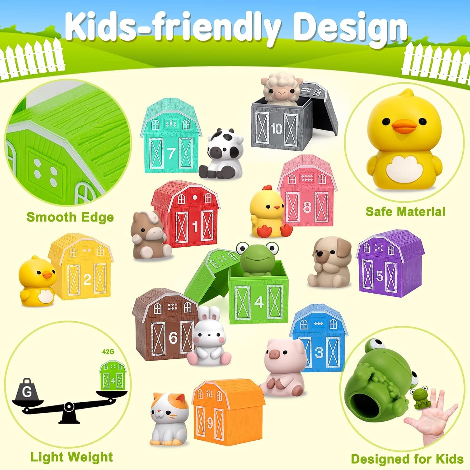 Learning Toys for 1,2,3 Year Old Toddlers, 20Pcs Farm Animals Toys Montessori Co