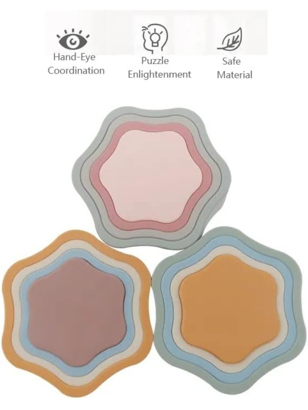Food Grade Silicone Multicolor Stacking Toy for Babies, 0-6 Months