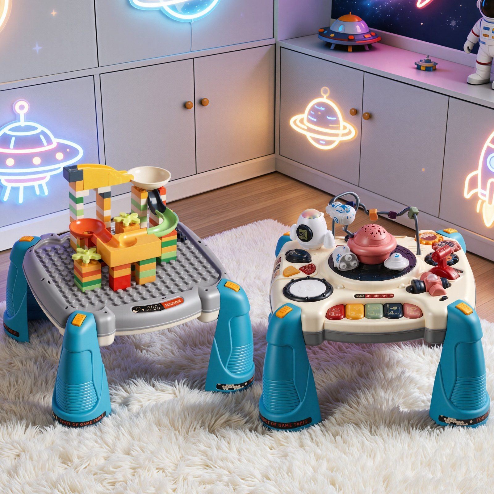Sturdy ABS Space-Themed Toddler Table: Tummy-Time to Stand-and-Play