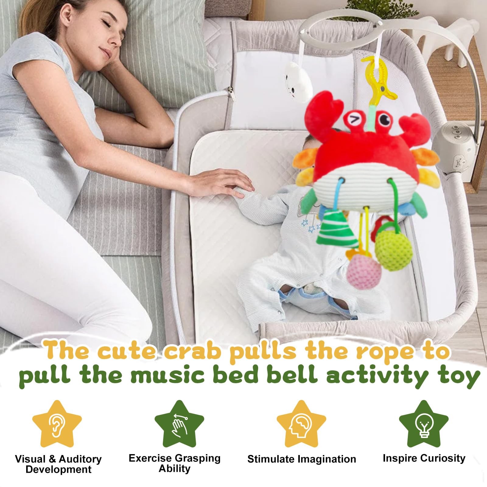 ElapseGlow Car Seat Baby Toys 0-6 Months，Stroller Toy，Babies 6.02 inches, Red