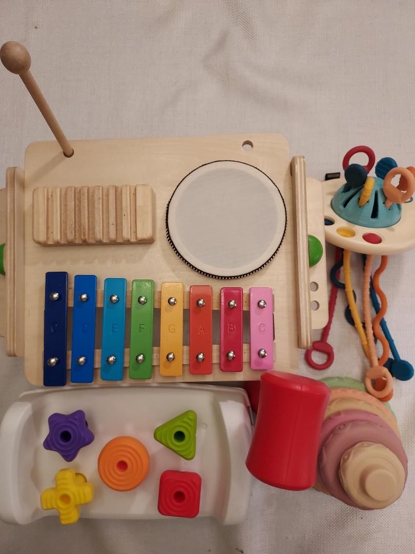 Baby – Toddler Montessori toy bundle, Tool Bench, Musical, Stacking, Gripping