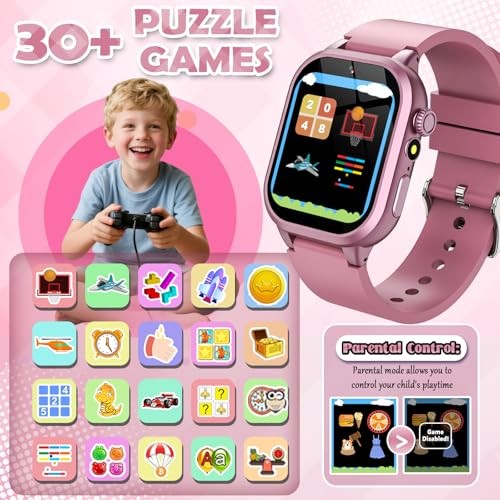 Kids Smart Watches for Girls Boys Toys Ages 4-12 with 30+ Games – Rose Gold