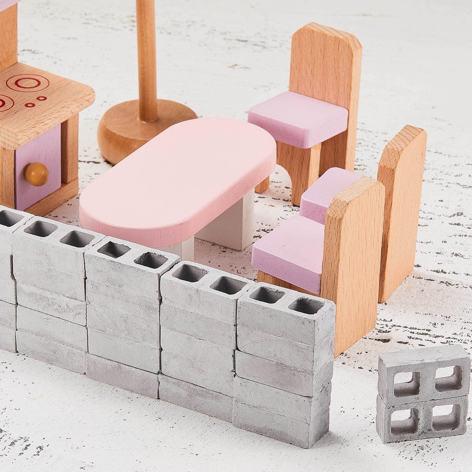 Deekin 100 Pcs Mini Cinder Blocks 1/12 Scale Mini Bricks Miniature Building B…