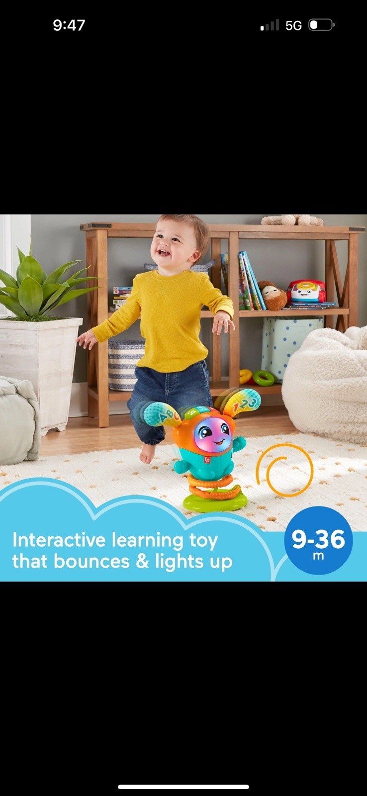 Fisher-Price DJ Bouncin’ Beats – Baby Toddler Learning Toy, Bouncing Action